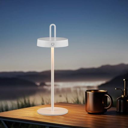 LED-himmennettävä ulkokäyttöön tarkoitettu ladattava kosketusohjattu pöytälamppu SHINE LED/1,5W/3,7V 3000 mAh IP44 valkoinen