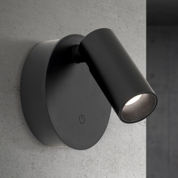 Himmennettävä ladattava kosketusohjattu LED-seinäspotti LUXY LED/1W/5V 2200 mAh 2700/3000/4000K musta