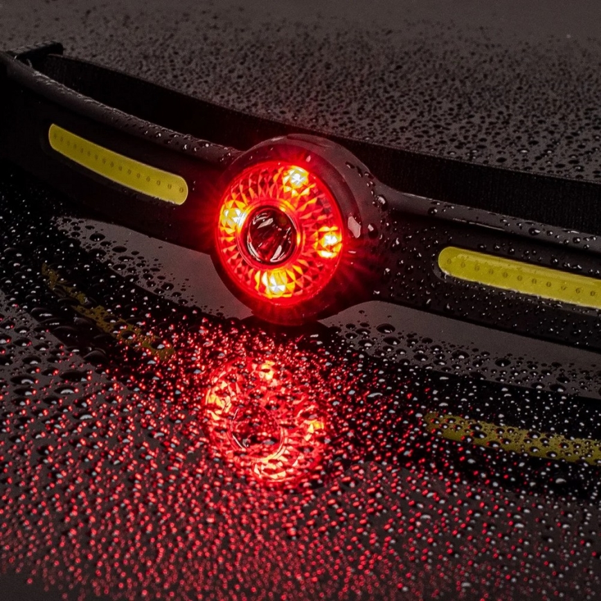 Himmennettävä ladattava LED-otsalamppu punaisella valolla, 5V, IPX4, 550 lm, 600 mAh