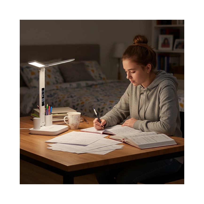 LED-himennettävä ladattava pöytälamppu NOBLITE P LED/5W/5V 3000/4000/6000K 2200 mAh valkoinen
