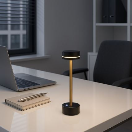 Himmennettävä ladattava LED-pöytävalaisin SAM LED/5W/5V 3600 mAh musta/kultainen