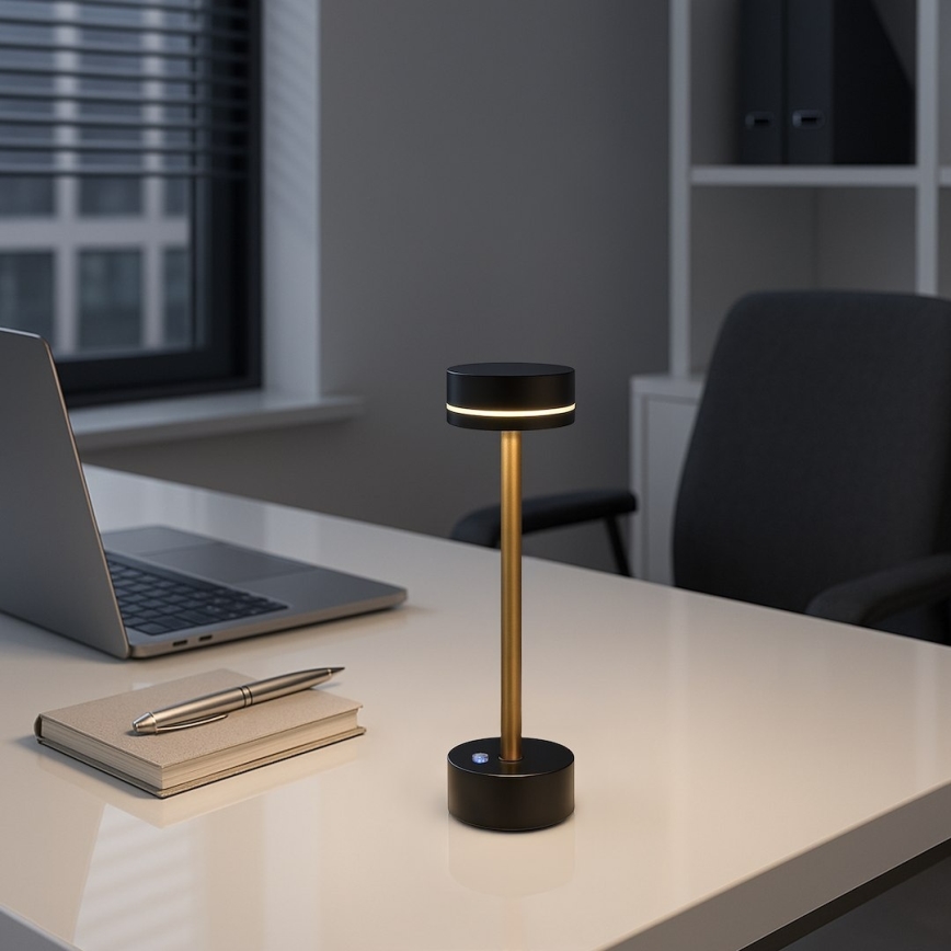 Himmennettävä ladattava LED-pöytävalaisin SAM LED/5W/5V 3600 mAh musta/kultainen