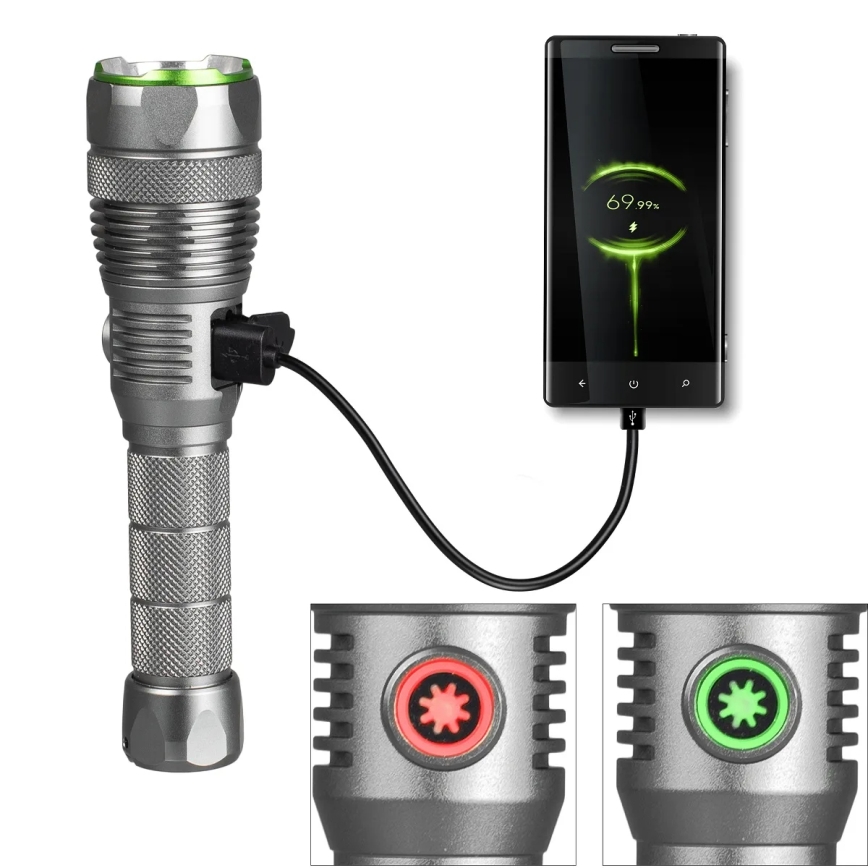 Himmennettävä ladattava LED-taskulamppu powerbank-toiminnolla LED/30W/5V IPX7 3000 lm 4000 mAh