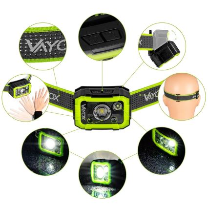LED-himmennettävä ladattava otsalamppu anturilla LED/10W/5V IP66 750 lm 1500 mAh
