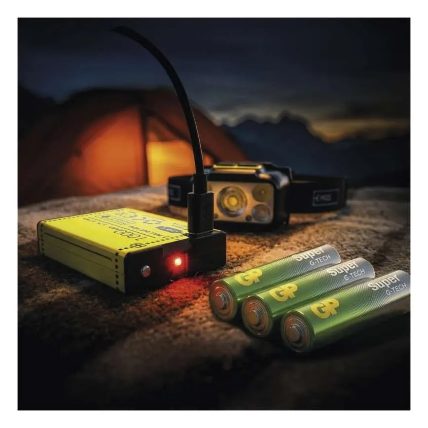 Himmennettävä ladattava otsalamppu LED/3xAAA/1000 mAh 3,7V