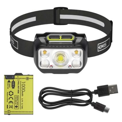 Himmennettävä ladattava otsalamppu LED/3xAAA/1000 mAh 3,7V