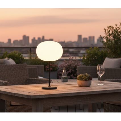 LED-himennettävä ladattava ulkokäyttöinen pöytävalaisin VENEZIA LED/2W/5V 2700K IP54 4000 mAh musta