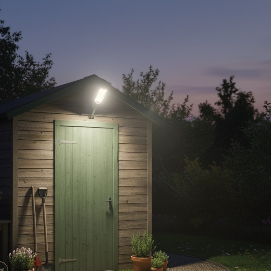 Himmennettävä LED-aurinkokatuvalaisin VENICE, anturilla, LED/50W/3,2V 4000 mAh IP65, musta + kaukosäädin