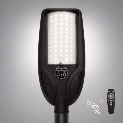 Himmennettävä LED-aurinkokatuvalaisin VENICE, anturilla, LED/50W/3,2V 4000 mAh IP65, musta + kaukosäädin