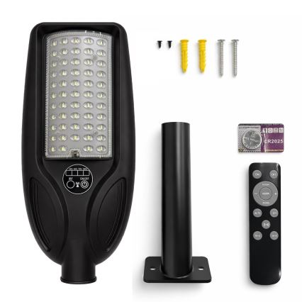 Himmennettävä LED-aurinkokatuvalaisin VENICE, anturilla, LED/50W/3,2V 4000 mAh IP65, musta + kaukosäädin