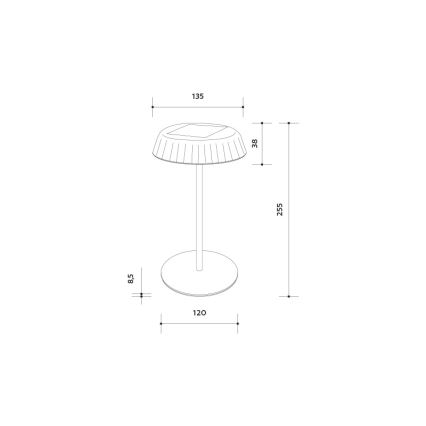 LED-himmennettävä aurinkokennolla ladattava pöytälamppu VIVIEN LED/3W/5V 2700K 1600 mAh IP54 valkoinen