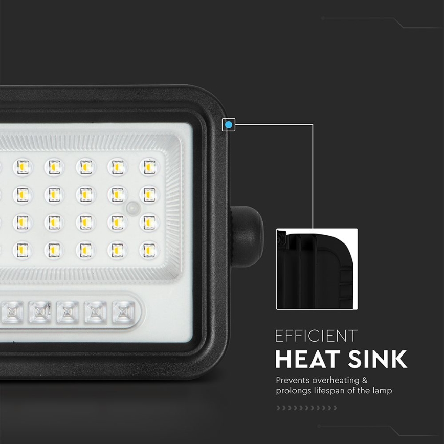 Himmennettävä LED-aurinkovalonheitin LED/50W/3,2V 2000-8000K IP65 3800 mAh musta + kauko-ohjain