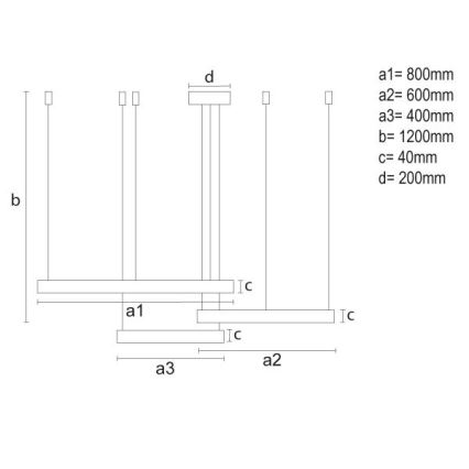 Himmennettävä LED-kattokruunu johdossa LED/125W/230V 3000-6500K halkaisija 80 cm + kauko-ohjaus
