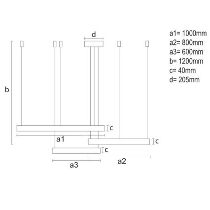 Himmennettävä LED-kattokruunu johdossa LED/170W/230V 3000-6500K halkaisija 100 cm + kauko-ohjaus