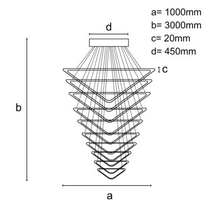 Himmennettävä LED-kattokruunu johdossa LED/385W/230V 3000-6500K halkaisija 100 cm + kauko-ohjaus