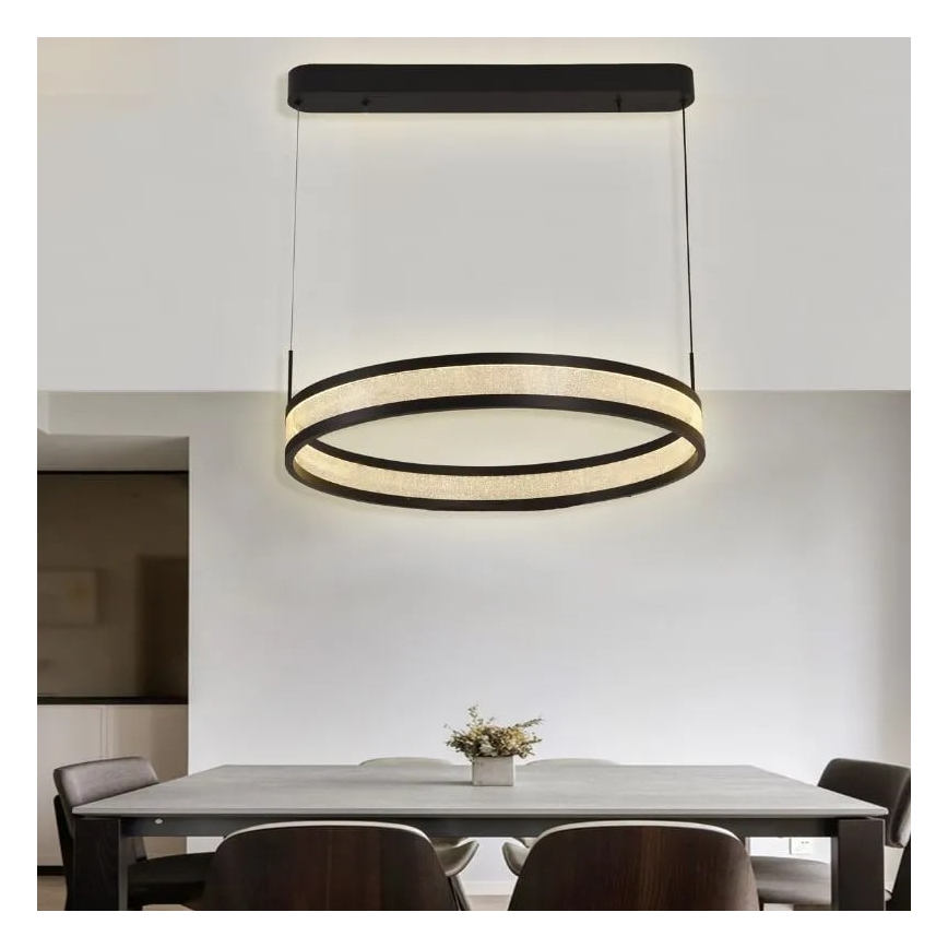 Himmennettävä LED-kattokruunu johdossa LED/45W/230V 3000-6500K halkaisija 60 cm musta + kauko-ohjaus