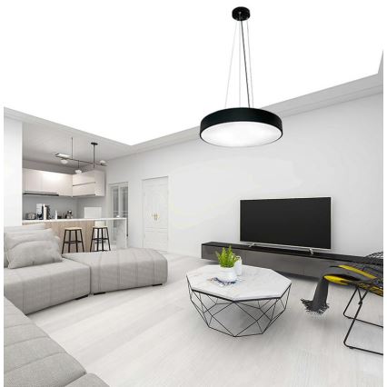 Himmennettävä LED-kattokruunu johdossa LED/50W/230V 3000-6500K musta + kauko-ohjaus