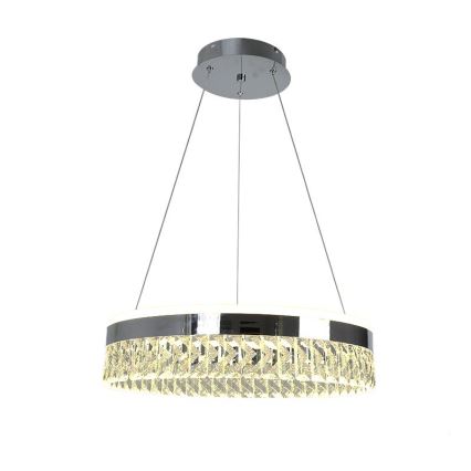 LED Himmennettävä kristallikruunu narussa LED/90W/230V 3000-6500K kiiltävä kromi + kauko-ohjaus