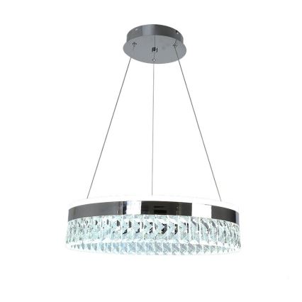 LED Himmennettävä kristallikruunu narussa LED/90W/230V 3000-6500K kiiltävä kromi + kauko-ohjaus