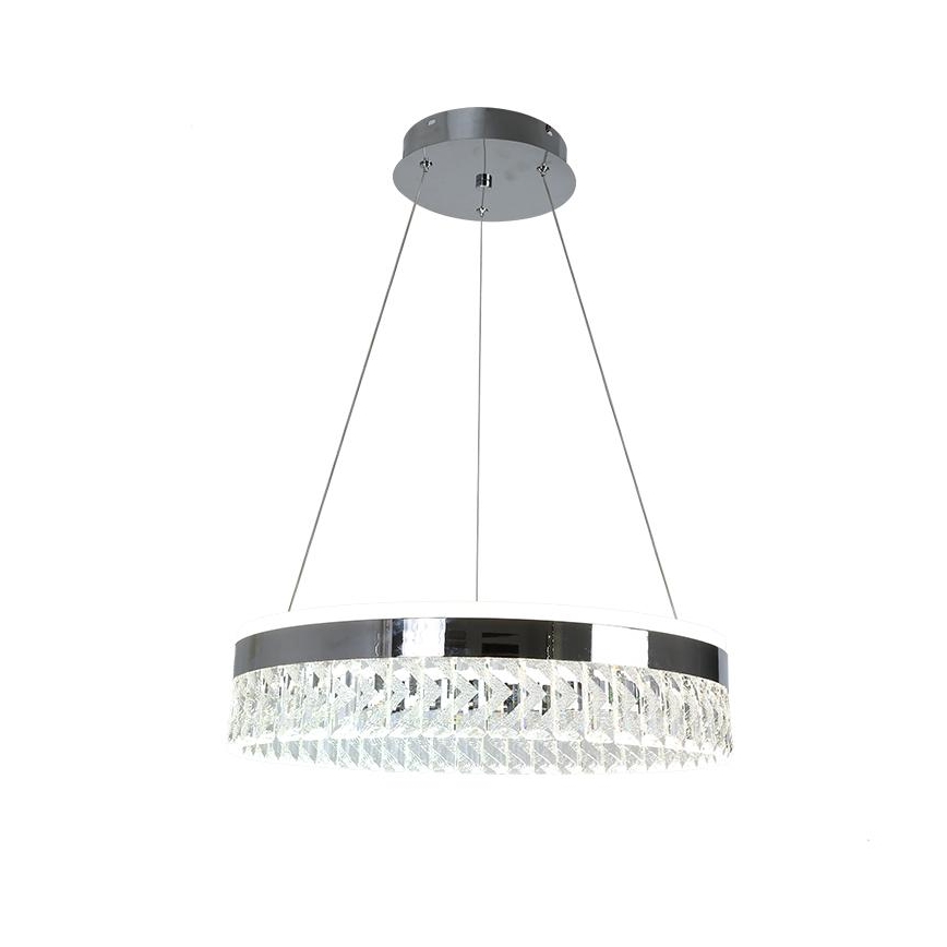 LED Himmennettävä kristallikruunu narussa LED/90W/230V 3000-6500K kiiltävä kromi + kauko-ohjaus