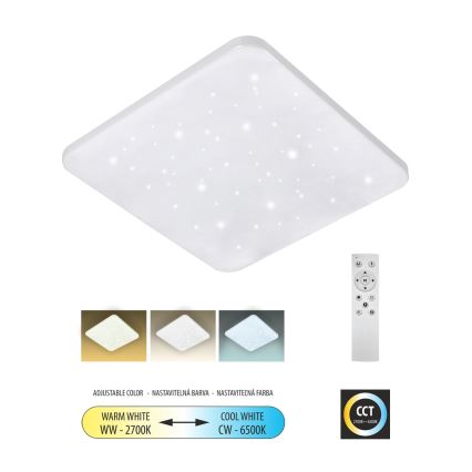 Himmennettävä LED-kattovalaisin FLORA LED/60W/230V 2700-6500K 53x53 cm + kauko-ohjaus