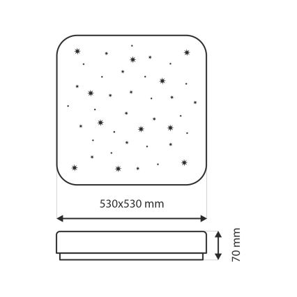 Himmennettävä LED-kattovalaisin FLORA LED/60W/230V 2700-6500K 53x53 cm + kauko-ohjaus