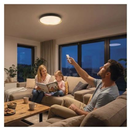 LED-himennettävä kattovalaisin ILVI LED/30W/230V 2700-6500K Ø 40 cm musta/messinki + kaukosäädin