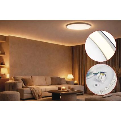 LED-himennettävä kattovalaisin ILVI LED/30W/230V 2700-6500K Ø 40 cm musta/messinki + kaukosäädin