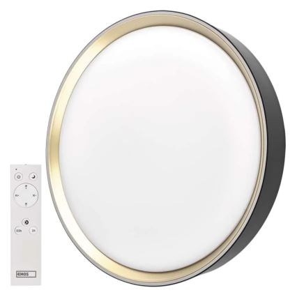 LED-himennettävä kattovalaisin ILVI LED/30W/230V 2700-6500K Ø 40 cm musta/messinki + kaukosäädin