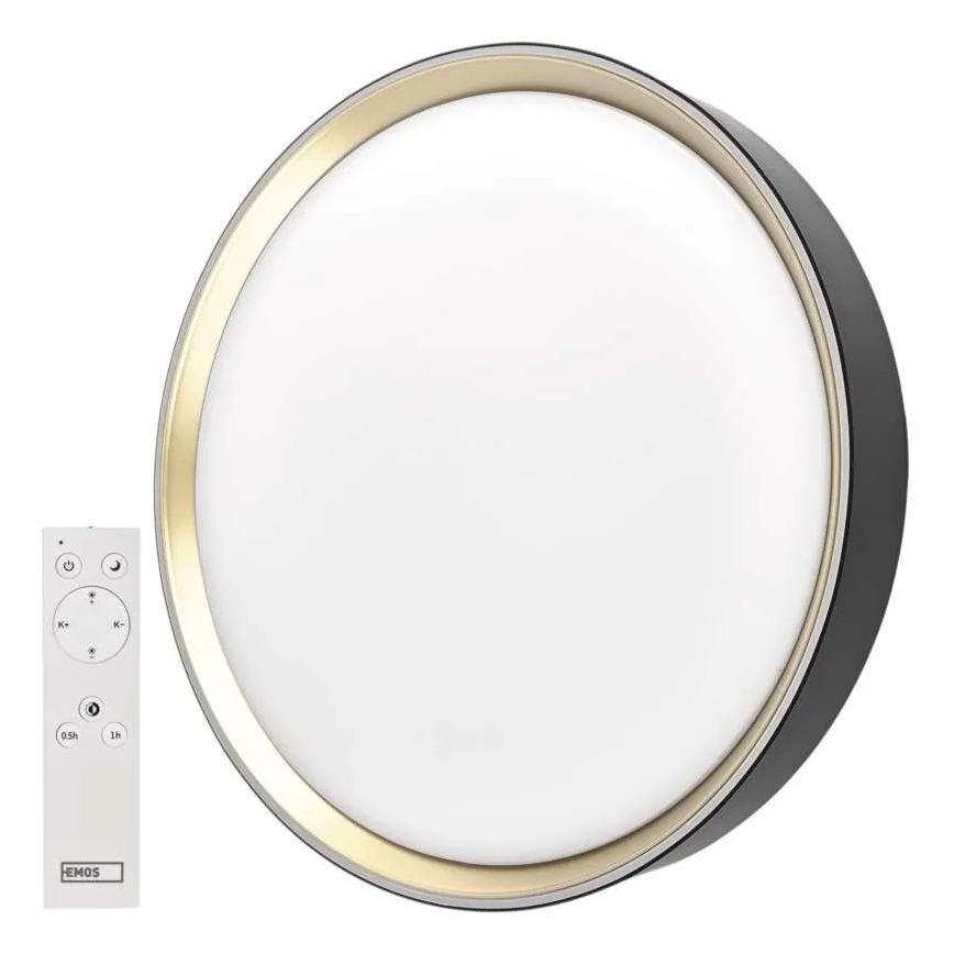 LED-himennettävä kattovalaisin ILVI LED/30W/230V 2700-6500K Ø 40 cm musta/messinki + kaukosäädin
