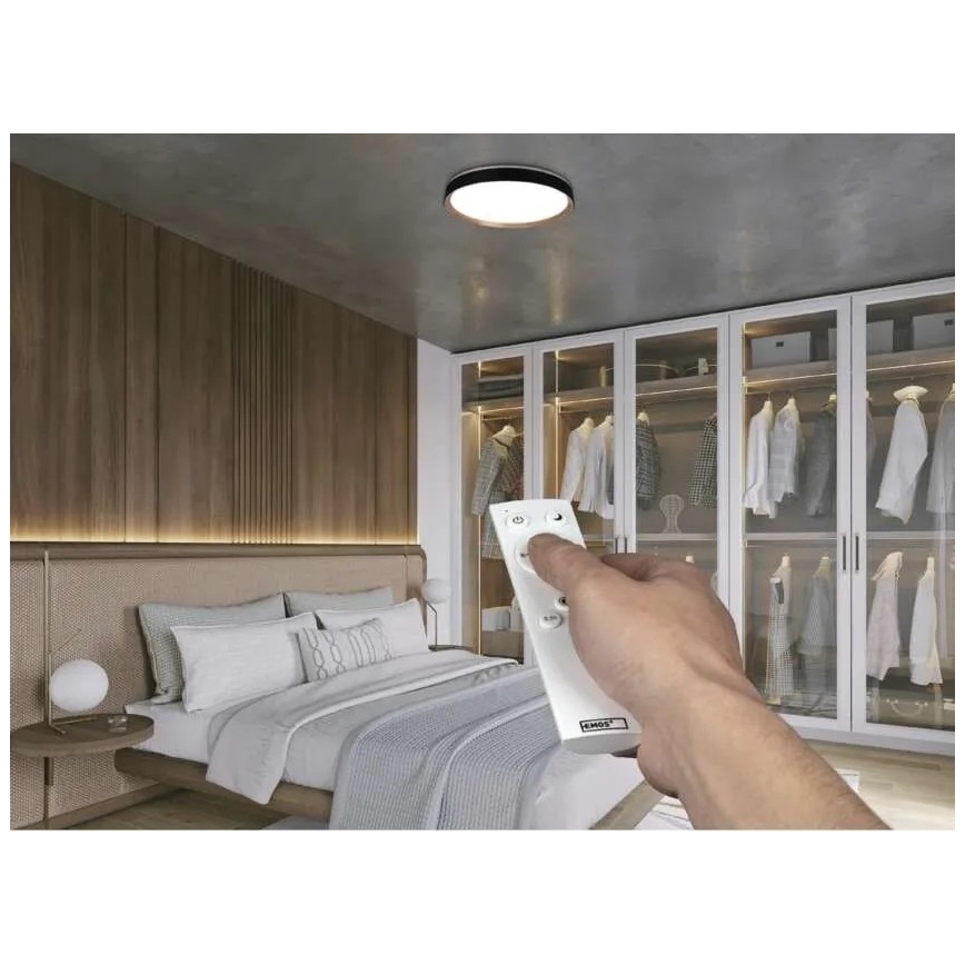 Himmennettävä LED-kattovalaisin ILVI LED/45W/230V 2700-6500K halkaisija 50 cm musta/beige + kaukosäädin