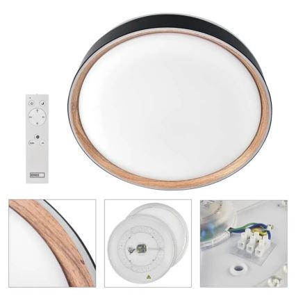 Himmennettävä LED-kattovalaisin ILVI LED/45W/230V 2700-6500K halkaisija 50 cm musta/beige + kaukosäädin