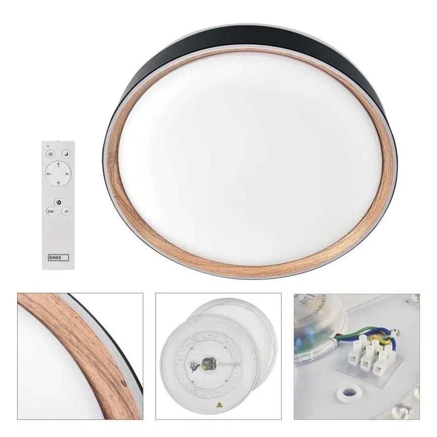 Himmennettävä LED-kattovalaisin ILVI LED/45W/230V 2700-6500K halkaisija 50 cm musta/beige + kaukosäädin