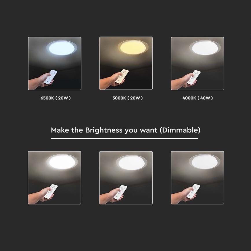 Himmennettävä LED-kattovalaisin LED/40W/230V 3000K/4000K/6500K halkaisija 46,5 cm + kauko-ohjaus