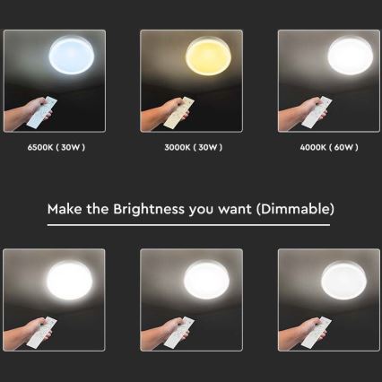 Himmennettävä LED-kattovalaisin LED/40W/230V 3000K/4000K/6500K halkaisija 51 cm + kauko-ohjaus