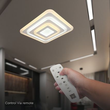 Himmennettävä LED-kattovalaisin LED/77W/230V 3000-6500K 49,5x49,5 cm + kauko-ohjaus