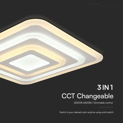Himmennettävä LED-kattovalaisin LED/77W/230V 3000-6500K 49,5x49,5 cm + kauko-ohjaus