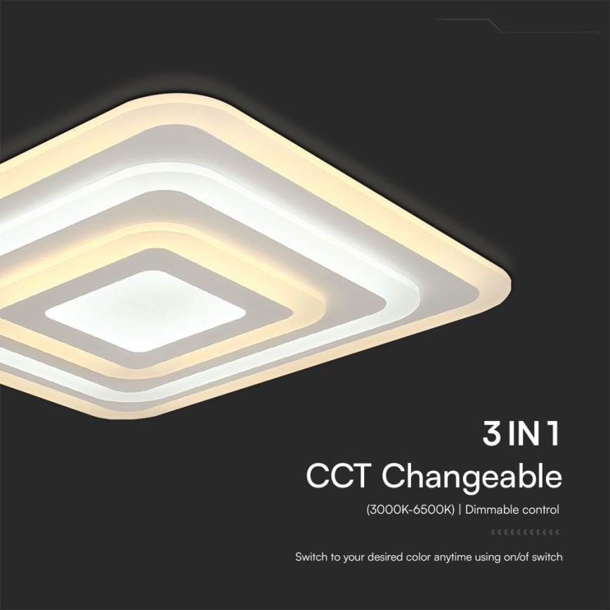 Himmennettävä LED-kattovalaisin LED/77W/230V 3000-6500K 49,5x49,5 cm + kauko-ohjaus