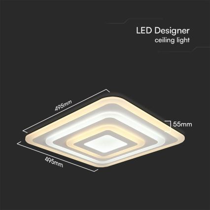Himmennettävä LED-kattovalaisin LED/77W/230V 3000-6500K 49,5x49,5 cm + kauko-ohjaus