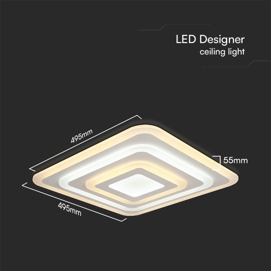 Himmennettävä LED-kattovalaisin LED/77W/230V 3000-6500K 49,5x49,5 cm + kauko-ohjaus