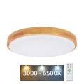 Himmennettävä LED-kattovalaisin LENA LED/24W/230V 3000-6500K tammi + kauko-ohjaus