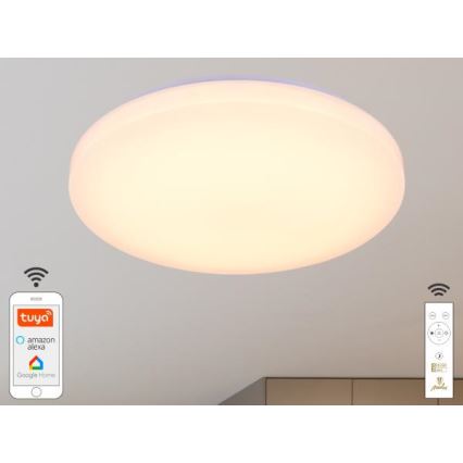 Himmennettävä LED-kattovalaisin OPAL LED/48W/230V 2700-6500K Wi-Fi Tuya valkoinen + kauko-ohjaus