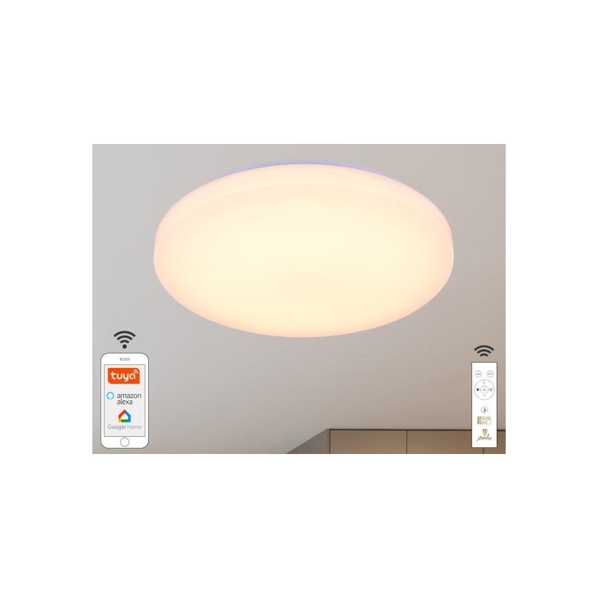 Himmennettävä LED-kattovalaisin OPAL LED/48W/230V 2700-6500K Wi-Fi Tuya valkoinen + kauko-ohjaus