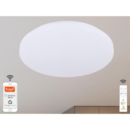 Himmennettävä LED-kattovalaisin OPAL LED/48W/230V 2700-6500K Wi-Fi Tuya valkoinen + kauko-ohjaus
