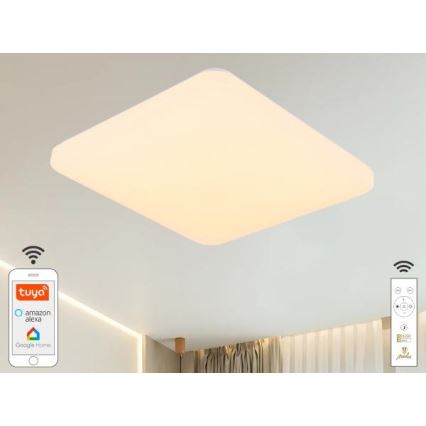 Himmennettävä LED-kattovalaisin OPAL LED/48W/230V 2700-6500K Wi-Fi Tuya valkoinen + kauko-ohjaus