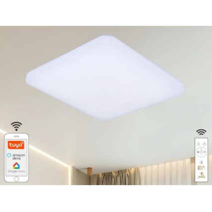 Himmennettävä LED-kattovalaisin OPAL LED/48W/230V 2700-6500K Wi-Fi Tuya valkoinen + kauko-ohjaus