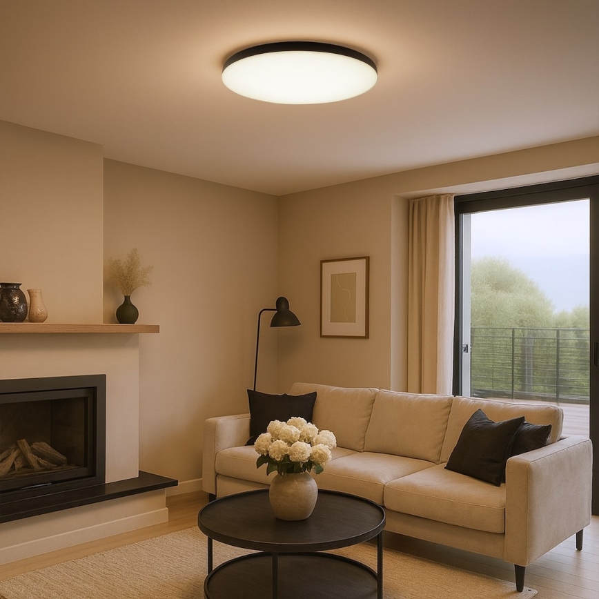 LED-himmennettävä kattovalaisin SIENA LED/80W/230V 3000-6000K halkaisija 75 cm musta + kaukosäädin