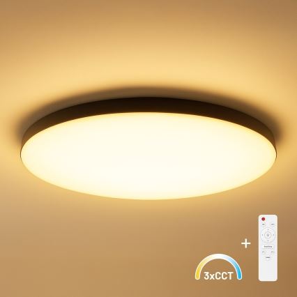 LED-himmennettävä kattovalaisin SIENA LED/80W/230V 3000-6000K halkaisija 75 cm musta + kaukosäädin
