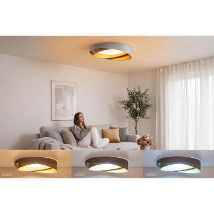 Himennettävä LED-kattovalaisin SMART GALAXY MODERN LED/24W/230V 3000–6500K Ø 55 cm harmaa/kulta + kaukosäädin