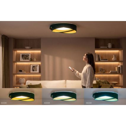 Himmennettävä LED-kattovalaisin SMART GALAXY MODERN LED/24 W/230 V 3000–6500 K halkaisija 55 cm vihreä/kultainen + kaukosäädin